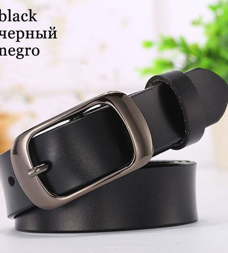 Genuine Leather Metal Pin Buckle Vintage Belts-women-wanahavit-ND06 Black-100cm-wanahavit