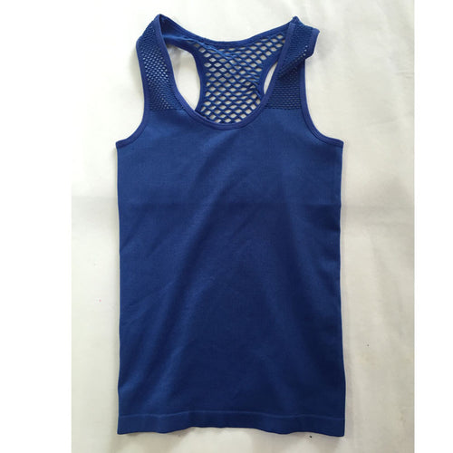Load image into Gallery viewer, Meshed Back Yoga Sleeveless Shirt-women fitness-wanahavit-Blue-One Size-wanahavit
