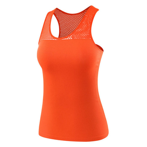 Load image into Gallery viewer, Meshed All Over the Back Yoga Sleeveless Shirt-women fitness-wanahavit-Orange-One Size-wanahavit
