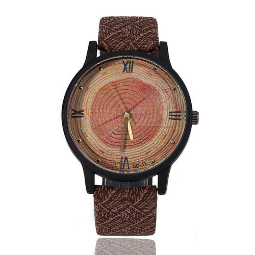 Load image into Gallery viewer, Retro Tree Rings Printed with Leather Strap Watch-unisex-wanahavit-Brown-wanahavit
