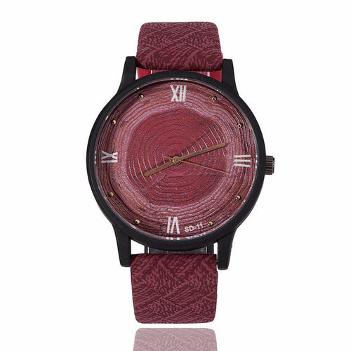 Load image into Gallery viewer, Retro Tree Rings Printed with Leather Strap Watch-unisex-wanahavit-Red-wanahavit
