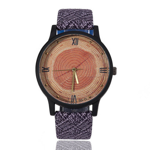 Load image into Gallery viewer, Retro Tree Rings Printed with Leather Strap Watch-unisex-wanahavit-Blue-wanahavit
