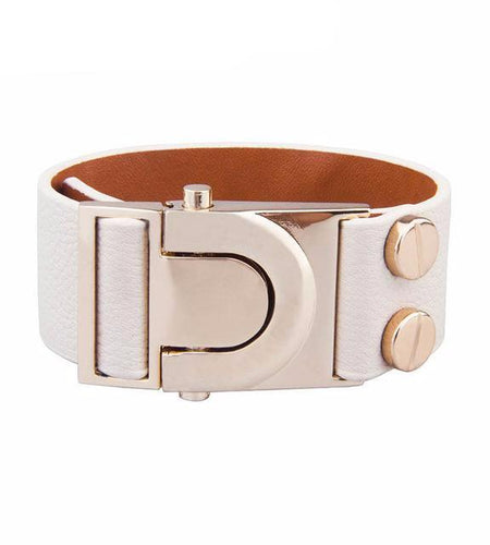 Gold Color Top Layer Leather With Crystal Bracelet-women-wanahavit-Beige-wanahavit