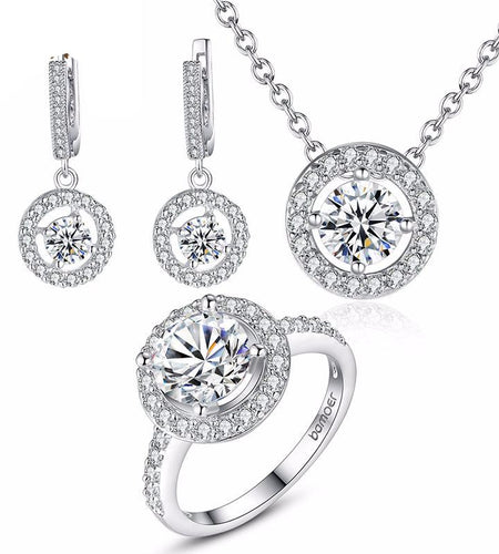 High Quality Silver Bridal Round Jewelry Set-women-wanahavit-Ring in 7 Size-wanahavit