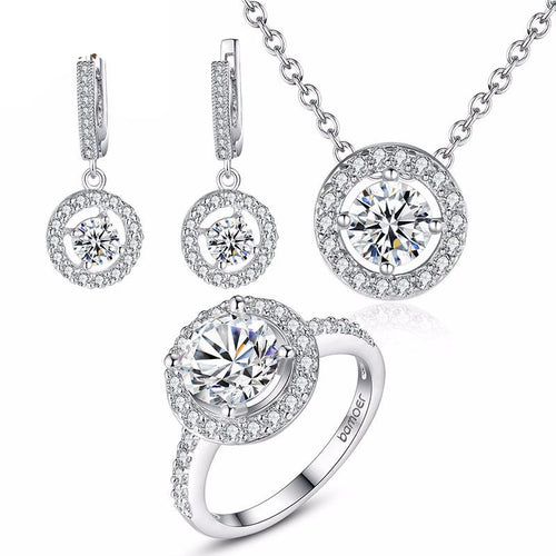 Load image into Gallery viewer, High Quality Silver Bridal Round Jewelry Set-women-wanahavit-Ring in 7 Size-wanahavit
