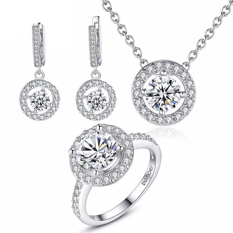 High Quality Silver Bridal Round Jewelry Set-women-wanahavit-Ring in 7 Size-wanahavit