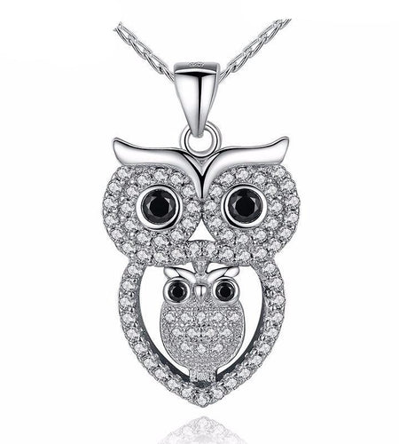 Vintage Owl with AAA Austrian Zircon Pendant Necklace-women-wanahavit-wanahavit