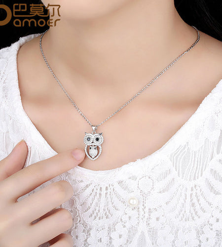 Vintage Owl with AAA Austrian Zircon Pendant Necklace-women-wanahavit-wanahavit