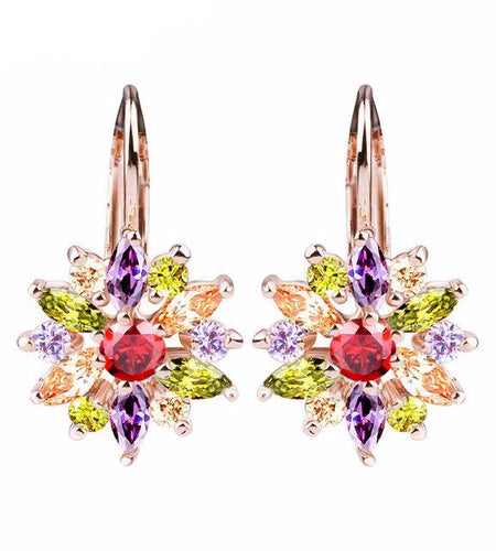 Gold Stud Earrings with Multicolor AAA Zircon-women-wanahavit-Multicolor-wanahavit