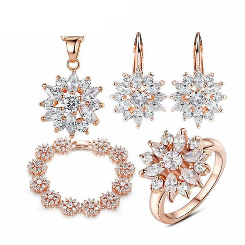 Load image into Gallery viewer, 3 Colors Rose Gold Color Bridal with High Quality AAA Zircon Jewelry Set-women-wanahavit-Ring in 6 Size-wanahavit
