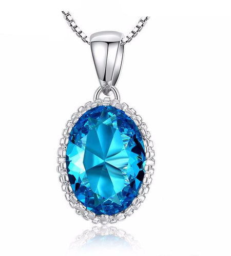 High Quality Colorful Stones Silver Necklace-women-wanahavit-Light Blue-wanahavit