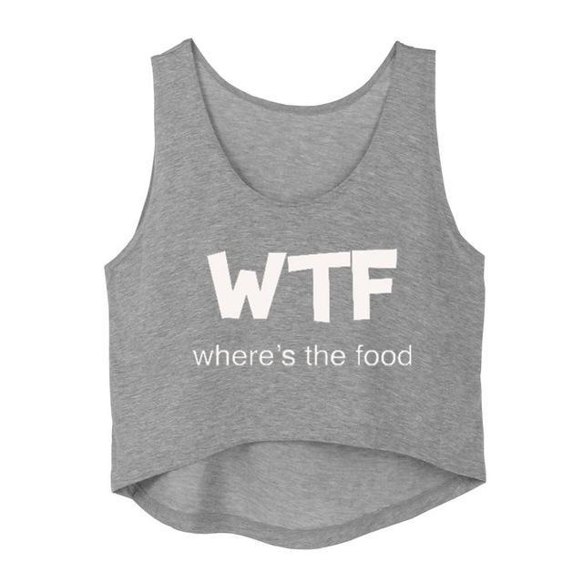 WTF Where's the Food Summer Crop Top Sleeveless Shirt-women-wanahavit-Gray-L-wanahavit