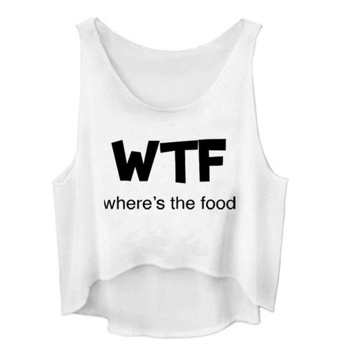 Load image into Gallery viewer, WTF Where&#39;s the Food Summer Crop Top Sleeveless Shirt-women-wanahavit-White-L-wanahavit
