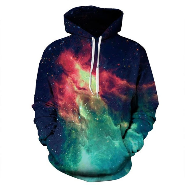 Flaming Green and Red Universe 3D Sweatshirt Hoody-unisex-wanahavit-S-wanahavit