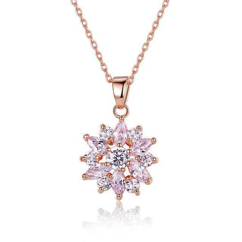 Load image into Gallery viewer, 3 Colors Luxury Gold Color Flower Necklace-women-wanahavit-Pink-wanahavit
