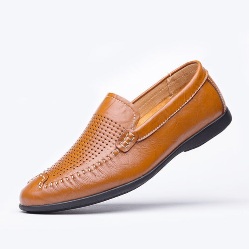 Load image into Gallery viewer, Summer Casual Genuine Leather Moccasin Breathable Shoe-men-wanahavit-Summer Brown Loafers-5.5-wanahavit
