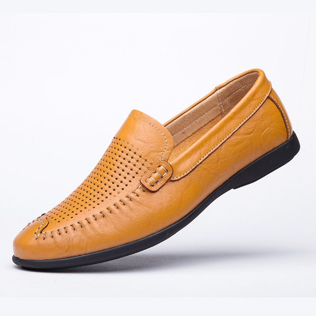 Summer Casual Genuine Leather Moccasin Breathable Shoe-men-wanahavit-Summer Yellow Loafer-5.5-wanahavit
