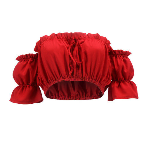 Load image into Gallery viewer, Sexy Summer Off Shoulder Crop Top Shirt-women-wanahavit-red-S-wanahavit

