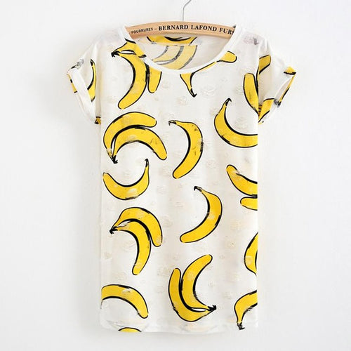 Load image into Gallery viewer, Star Printed Vintage with Holes Summer Tshirt-women-wanahavit-Banana-L-wanahavit
