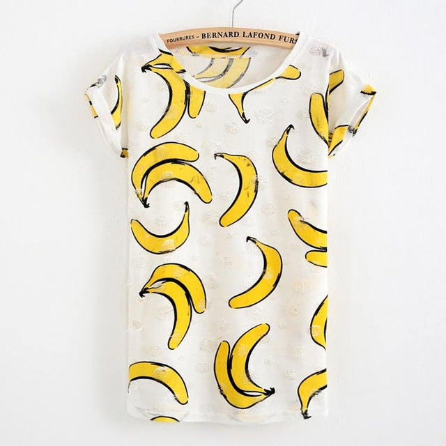 Star Printed Vintage with Holes Summer Tshirt-women-wanahavit-Banana-L-wanahavit