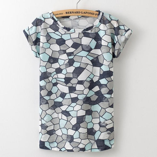 Load image into Gallery viewer, Star Printed Vintage with Holes Summer Tshirt-women-wanahavit-Stained Glass-M-wanahavit
