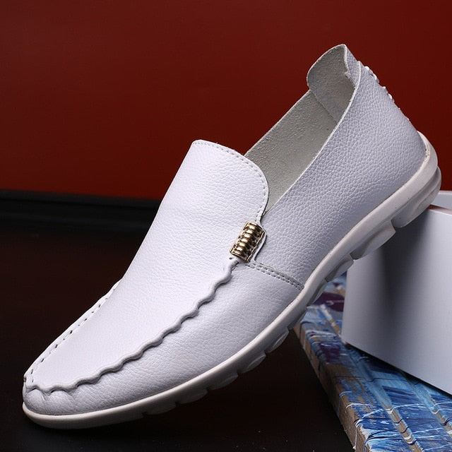 Summer Casual Genuine Leather Moccasins Driving Shoe-men-wanahavit-White Loafers-6-wanahavit