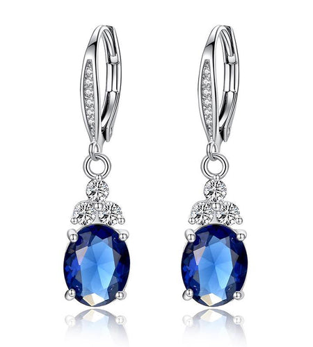 Authentic White & Blue Crystal Anti-allergic Drop Earring-women-wanahavit-Blue-wanahavit