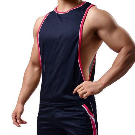 Bodybuilding Low Cut Side Arm Holes Tank Tops-men fitness-wanahavit-Red-M-wanahavit