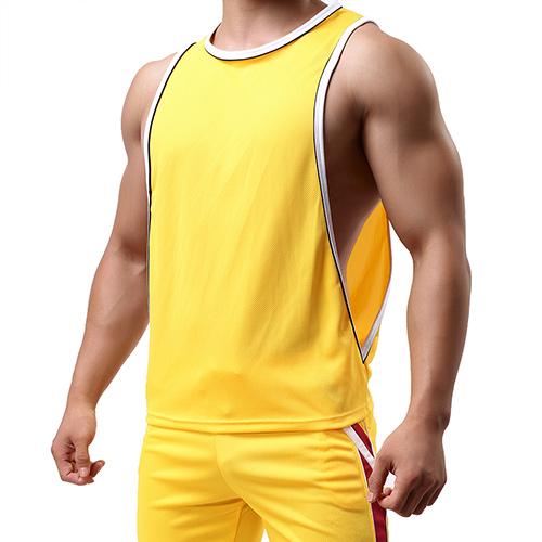 Bodybuilding Low Cut Side Arm Holes Tank Tops-men fitness-wanahavit-Yellow-M-wanahavit