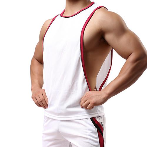 Bodybuilding Low Cut Side Arm Holes Tank Tops-men fitness-wanahavit-White-M-wanahavit