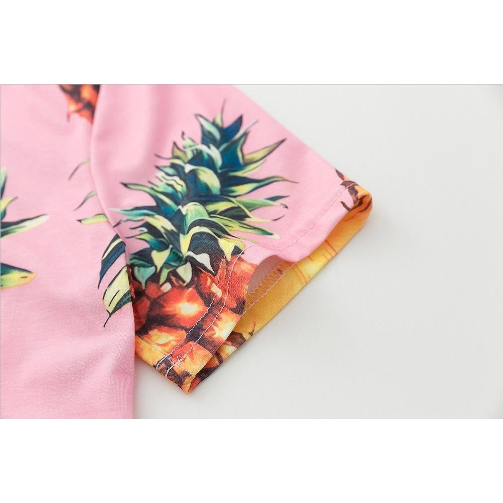 Pineapple Printed with Sequines Summer Tees-women-wanahavit-Pink-One Size-wanahavit