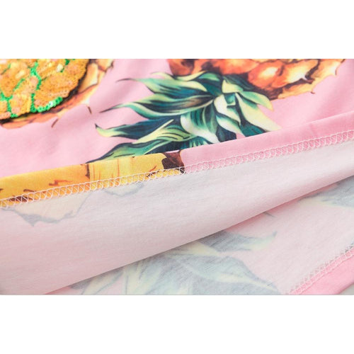 Load image into Gallery viewer, Pineapple Printed with Sequines Summer Tees-women-wanahavit-Pink-One Size-wanahavit
