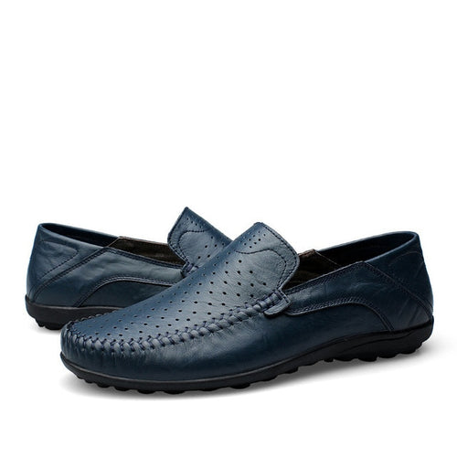 Load image into Gallery viewer, Summer Genuine Soft Leather Moccasin Slip On Shoes-men-wanahavit-Blue Summer Loafers-11-wanahavit
