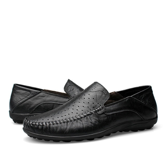 Summer Genuine Soft Leather Moccasin Slip On Shoes-men-wanahavit-Black Summer Loafers-11-wanahavit
