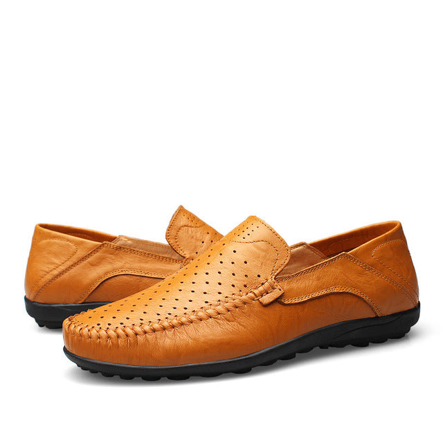 Summer Genuine Soft Leather Moccasin Slip On Shoes-men-wanahavit-Yellow Summer Loafer-11-wanahavit