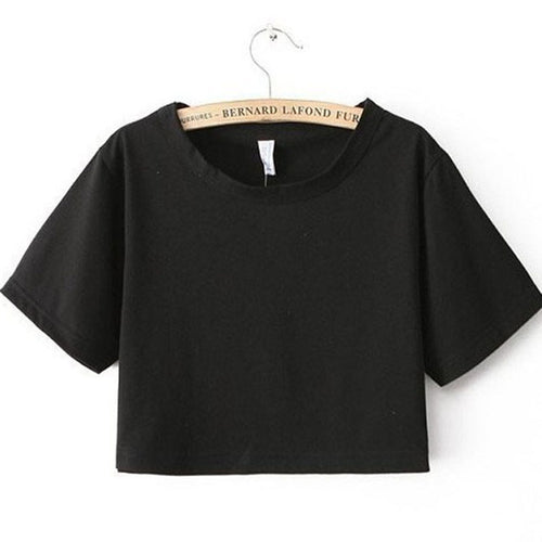 Load image into Gallery viewer, Sexy Loose Cropped Top Casual Plain T Shirt-women-wanahavit-Black Crop Top-One Size-wanahavit
