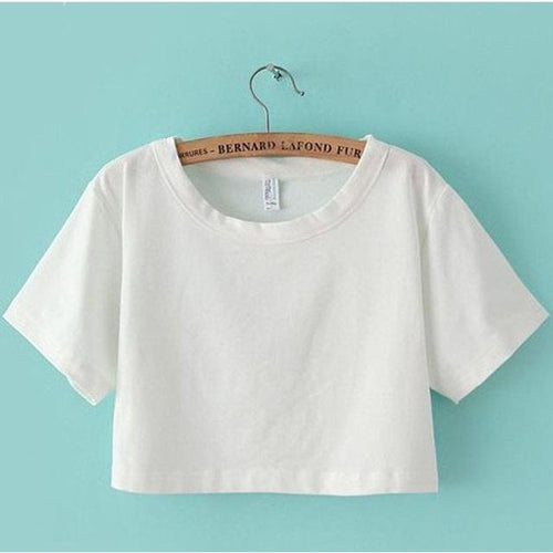 Load image into Gallery viewer, Sexy Loose Cropped Top Casual Plain T Shirt-women-wanahavit-White Crop Top-One Size-wanahavit
