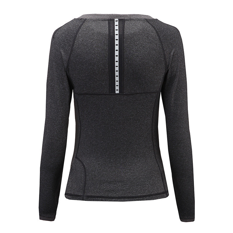 Quick Dry Curve Emphasizing Printed Yoga Long Sleeve Shirt-women fitness-wanahavit-black-XS-wanahavit