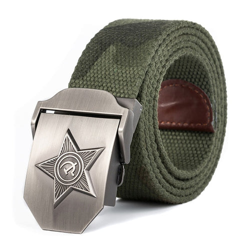 Load image into Gallery viewer, 3D Five Rays Star Military Belt Old CCCP Army Patriotic Canvas Belt-men-wanahavit-Camouflage-110CM-wanahavit
