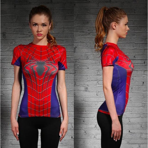 Load image into Gallery viewer, Marvel Superheroes Compression Shirt-women fitness-wanahavit-Spiderwoman-XXL-wanahavit
