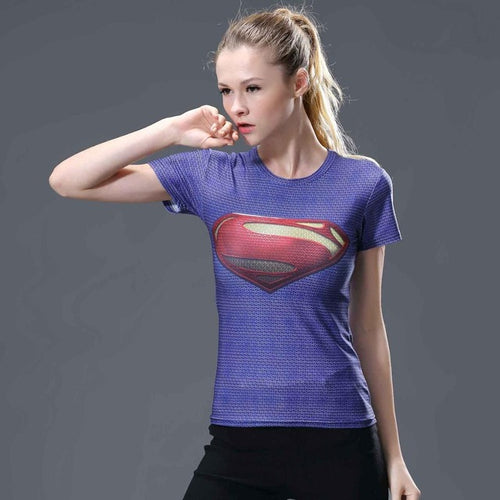 Load image into Gallery viewer, DC Superheroes Compression Shirt-women fitness-wanahavit-Superwoman 3-XXL-wanahavit

