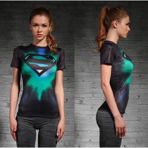 Load image into Gallery viewer, DC Superheroes Compression Shirt-women fitness-wanahavit-Superwoman 5-XXL-wanahavit
