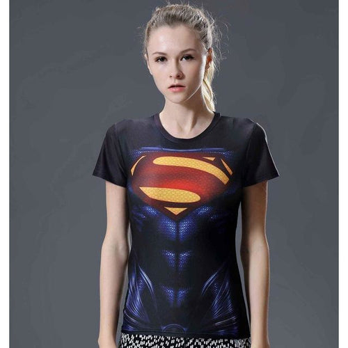 Load image into Gallery viewer, DC Superheroes Compression Shirt-women fitness-wanahavit-Superwoman 1-XXL-wanahavit
