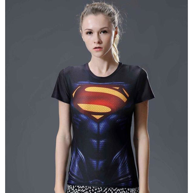 SUPERMAN Short Sleeve Compression Shirt for Women – ME SUPERHERO