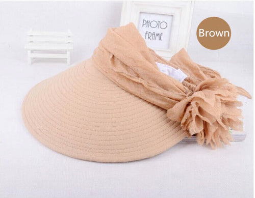 Load image into Gallery viewer, Floral Design Summer Beach Visor Hat-women-wanahavit-Brown-wanahavit
