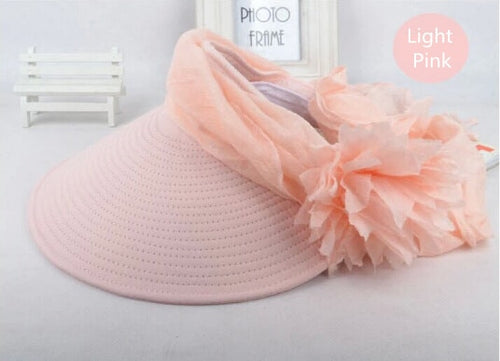 Load image into Gallery viewer, Floral Design Summer Beach Visor Hat-women-wanahavit-Light Pink-wanahavit
