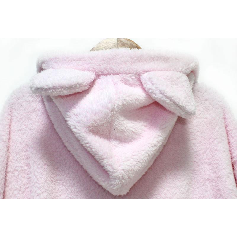 Fluffy Cute Bear Warm Hooded Jacket-women-wanahavit-Black-One Size-wanahavit