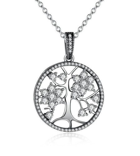 925 Sterling Silver Tree of Life Round Pendant Necklace-women-wanahavit-wanahavit