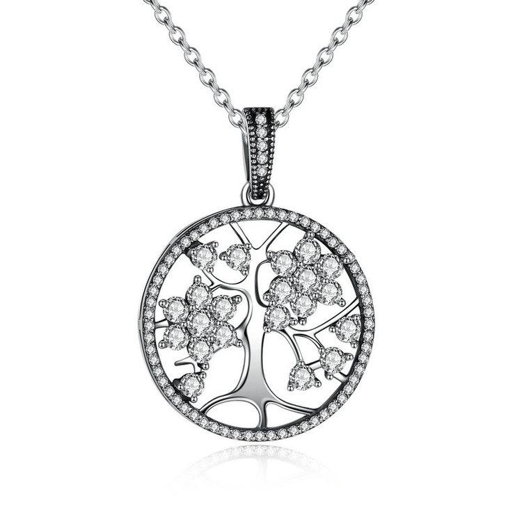 925 Sterling Silver Tree of Life Round Pendant Necklace-women-wanahavit-wanahavit