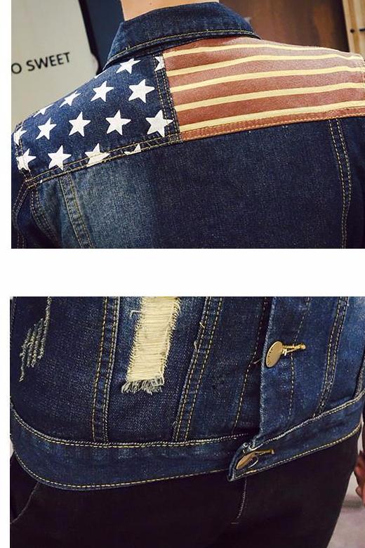 American Flag Printed Slim Fit Denim Jacket-men-wanahavit-America Blue-XXL-wanahavit